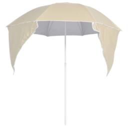 Berkfield Home Full Beach Umbrella with Side Walls Sand 215 cm in Beige - thumbnail 4
