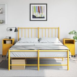 Berkfield Home Bedside Cabinets 2 pcs Mustard Yellow 36x39x59 cm Steel - Size: 36 x 39 x 59 cm - thumbnail 3