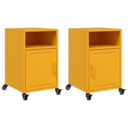 Berkfield Home Bedside Cabinets 2 pcs Mustard Yellow 36x39x59 cm Steel - Size: 36 x 39 x 59 cm - thumbnail 2