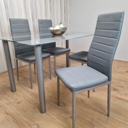 KOSY KOALA Dining Table & 4 Chairs Modern Grey Glass Table With 4 Grey Chairs Dining Room Furniture in Brown - thumbnail 9