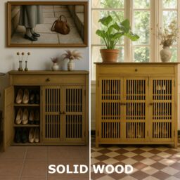 FURNOS Large 4 Tier Wooden Shoe Storage Cabinet Organiser in Brown - thumbnail 8