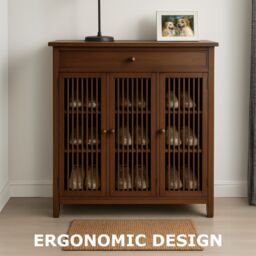 FURNOS Large 4 Tier Wooden Shoe Storage Cabinet Organiser in Brown - thumbnail 9