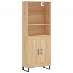 Berkfield Home Highboard Sonoma Oak 69.5x34x180 cm Engineered Wood in Light Oak - thumbnail 1
