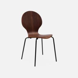 sweeek Set Of 4 Retro Wooden Stacking Chairs in Brown - thumbnail 4