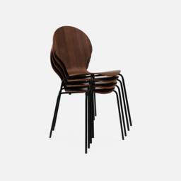 sweeek Set Of 4 Retro Wooden Stacking Chairs in Brown - thumbnail 6