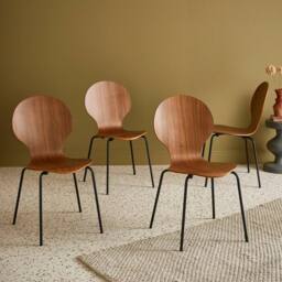sweeek Set Of 4 Retro Wooden Stacking Chairs in Brown - thumbnail 1