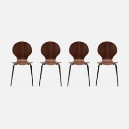 sweeek Set Of 4 Retro Wooden Stacking Chairs in Brown - thumbnail 3