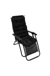 Living and Home 130cm W x 55cm D 3 Fold All-In-One Garden High-Back Recliner Cushion in Black - Size: 130 cm W x 55 cm D