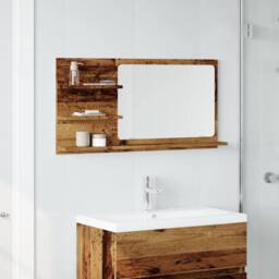 Berkfield Home Durable Bathroom Mirror Cabinet Old Wood 90x11x45 cm Engineered Wood in Brown - Size: 90 x 11 x 45 cm