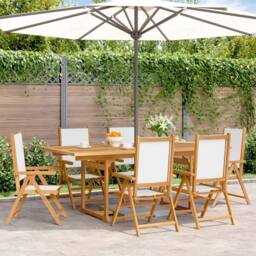 Berkfield Home 7 Piece Garden Dining Set Cream White Fabric & Solid Wood