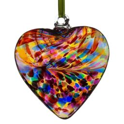 Sienna Glass 12cm Friendship Heart Multicoloured in Dark Red