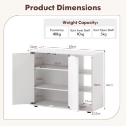 Costway 3-Tier Shoe Storage Rack Shoe Cabinet with Doors in White - thumbnail 2