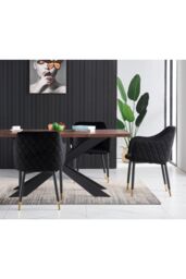 Life Interiors Set of 2 Verona Velvet Dining Chairs with Quilted Back & Black Legs - Modern Accent Chair with Silver Foot Caps - thumbnail 4