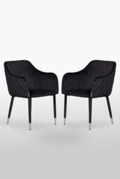 Life Interiors Set of 2 Verona Velvet Dining Chairs with Quilted Back & Black Legs - Modern Accent Chair with Silver Foot Caps - thumbnail 1