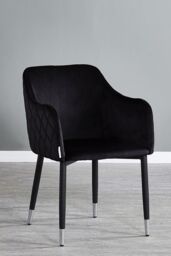 Life Interiors Set of 2 Verona Velvet Dining Chairs with Quilted Back & Black Legs - Modern Accent Chair with Silver Foot Caps - thumbnail 2