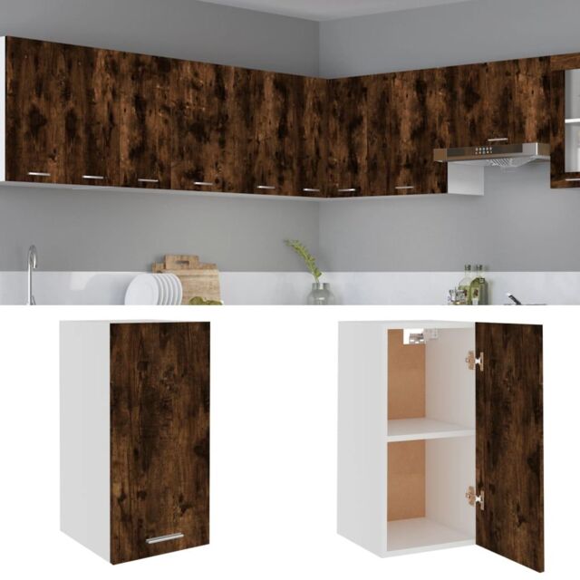 Berkfield Home Hanging Cabinet Smoked Oak 29.5x31x60 cm Engineered Wood in Brown - image 1