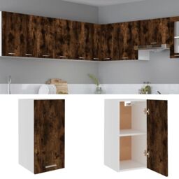 Berkfield Home Hanging Cabinet Smoked Oak 29.5x31x60 cm Engineered Wood in Brown - thumbnail 1