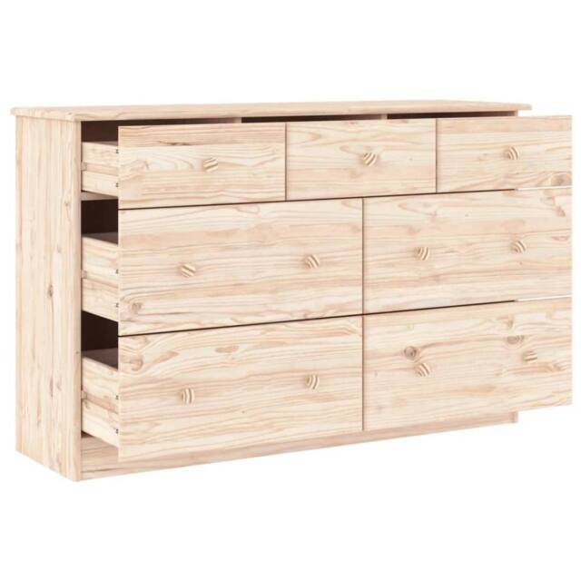 Berkfield Home Beautiful Chest of Drawers ALTA 112x35x73 cm Solid Wood Pine in Light Tan - Size: 112 x 35 x 73 cm - image 1