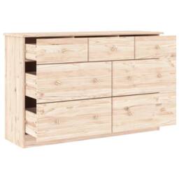 Berkfield Home Beautiful Chest of Drawers ALTA 112x35x73 cm Solid Wood Pine in Light Tan - Size: 112 x 35 x 73 cm - thumbnail 1
