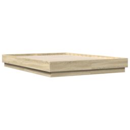 Berkfield Home Bed Frame with LED without Mattress Sonoma Oak 140x200 cm in Brown - thumbnail 3