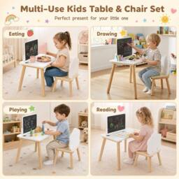 CASART Weaning Table & Chair Set with Chalkboard in White - thumbnail 7