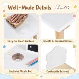 CASART Weaning Table & Chair Set with Chalkboard in White - thumbnail 5