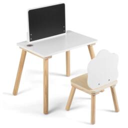 CASART Weaning Table & Chair Set with Chalkboard in White - thumbnail 1