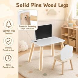 CASART Weaning Table & Chair Set with Chalkboard in White - thumbnail 8