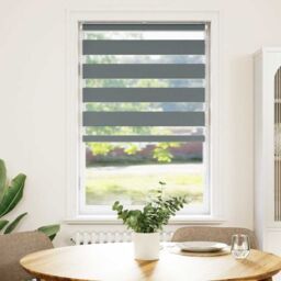 Berkfield Home Zebra Blind Dark Grey 70x150 cm Fabric Width 65.9 cm Polyester - thumbnail 2
