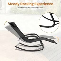 FORGEVIO Outdoor Rocking Chair Patio Lounge Chair in Black - thumbnail 5