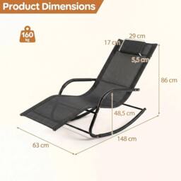 FORGEVIO Outdoor Rocking Chair Patio Lounge Chair in Black - thumbnail 2