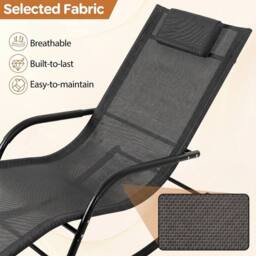 FORGEVIO Outdoor Rocking Chair Patio Lounge Chair in Black - thumbnail 3