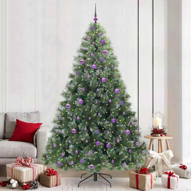 Berkfield Home Artificial Christmas Tree with 300 LEDs Green 240 cm PE & PVC - image 1