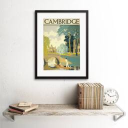 "Artery8 Travel Tourism Cambridge England Cam Punt Bridge Framed Wall Art Print - Size: W12"" x H16""" - thumbnail 2