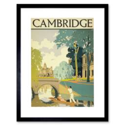 "Artery8 Travel Tourism Cambridge England Cam Punt Bridge Framed Wall Art Print - Size: W12"" x H16""" - thumbnail 1