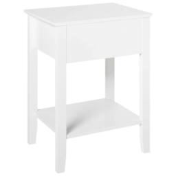 Wyld and Coco 1-Drawer Bedside Table White MDF with Gold Handle - thumbnail 6