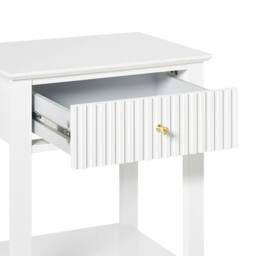 Wyld and Coco 1-Drawer Bedside Table White MDF with Gold Handle - thumbnail 7