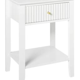 Wyld and Coco 1-Drawer Bedside Table White MDF with Gold Handle - thumbnail 2
