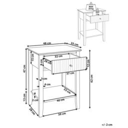 Wyld and Coco 1-Drawer Bedside Table White MDF with Gold Handle - thumbnail 4