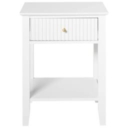 Wyld and Coco 1-Drawer Bedside Table White MDF with Gold Handle - thumbnail 3