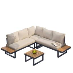BTM 4-5 Seater Garden Furniture Outdoor Lounge Set with Reclining Seating in Beige - thumbnail 8