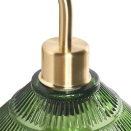 Wyld and Coco Set of 2 Wall Lamps - Gold Metal Base Ribbed Green Glass Shades - thumbnail 5