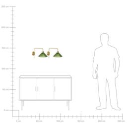 Wyld and Coco Set of 2 Wall Lamps - Gold Metal Base Ribbed Green Glass Shades - thumbnail 8
