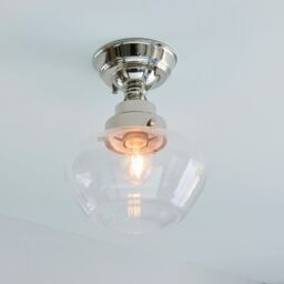 Loops Polished Nickel Semi Flush Ceiling Light Fitting & Clear Glass Shade Low Profile in Metallics - thumbnail 5