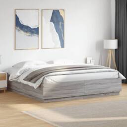 Berkfield Home Modern Bed Frame without Mattress Grey Sonoma 200x200 cm - thumbnail 2
