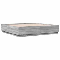 Berkfield Home Modern Bed Frame without Mattress Grey Sonoma 200x200 cm - thumbnail 1