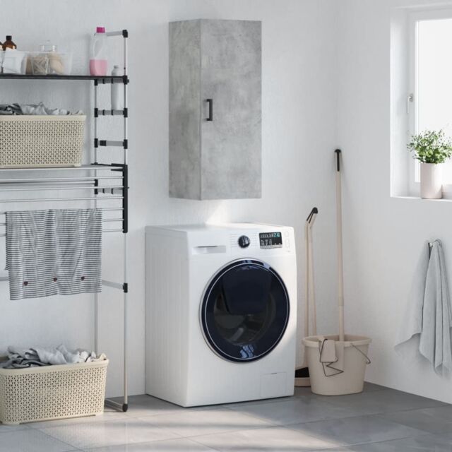 Berkfield Home Wall Mounted Cabinet Concrete Grey 34.5x34x90 cm - image 1