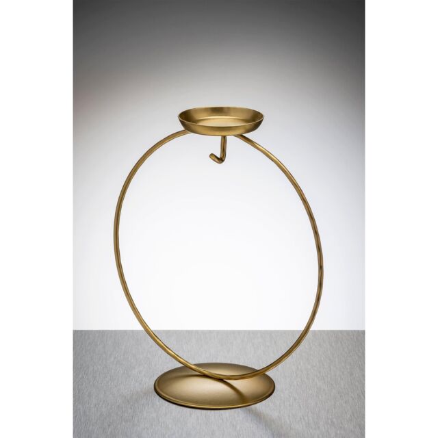 Sienna Glass Circular Metal Ornament Stand with Tea Light Holder Gold - image 1