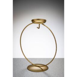 Sienna Glass Circular Metal Ornament Stand with Tea Light Holder Gold