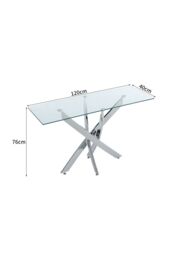 Living and Home 40cmD Stylish Tempered Glass Coffee Table Rectangular Dining Table with Chrome Cross Legs in Clear - thumbnail 3